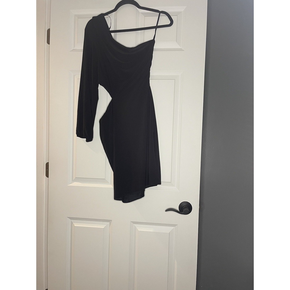 21 Saints One Shoulder Bodycon Mini Dress W Cut Out Side Black Large Nwt